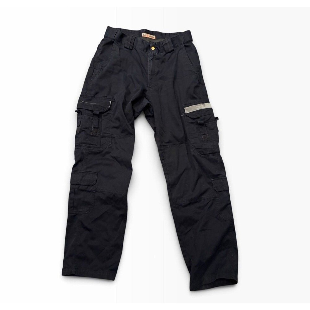 5.11 Tactical Unisex Cargo Tactical Pants Black Solid Cotton Blend Size L